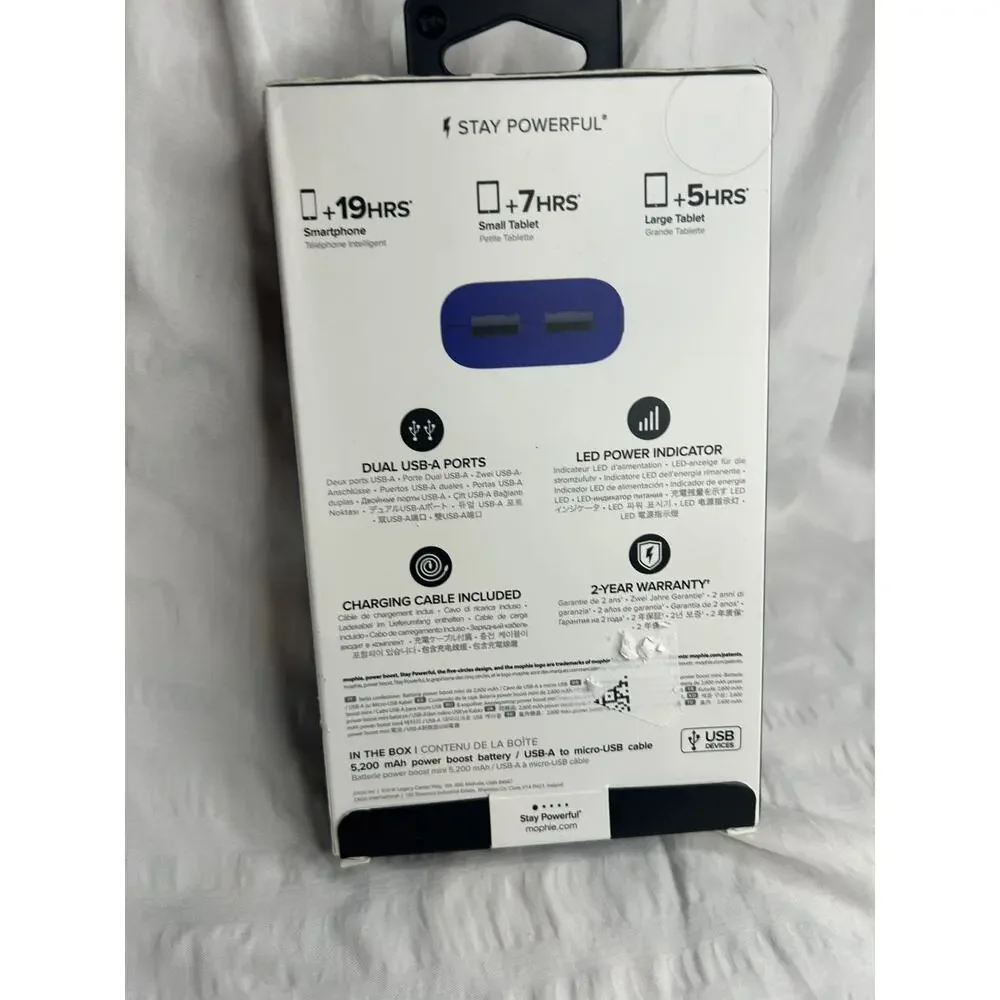 Mophie Power Boost Portable Charger - 5,200 mAh - Universal Compatibility RJ278